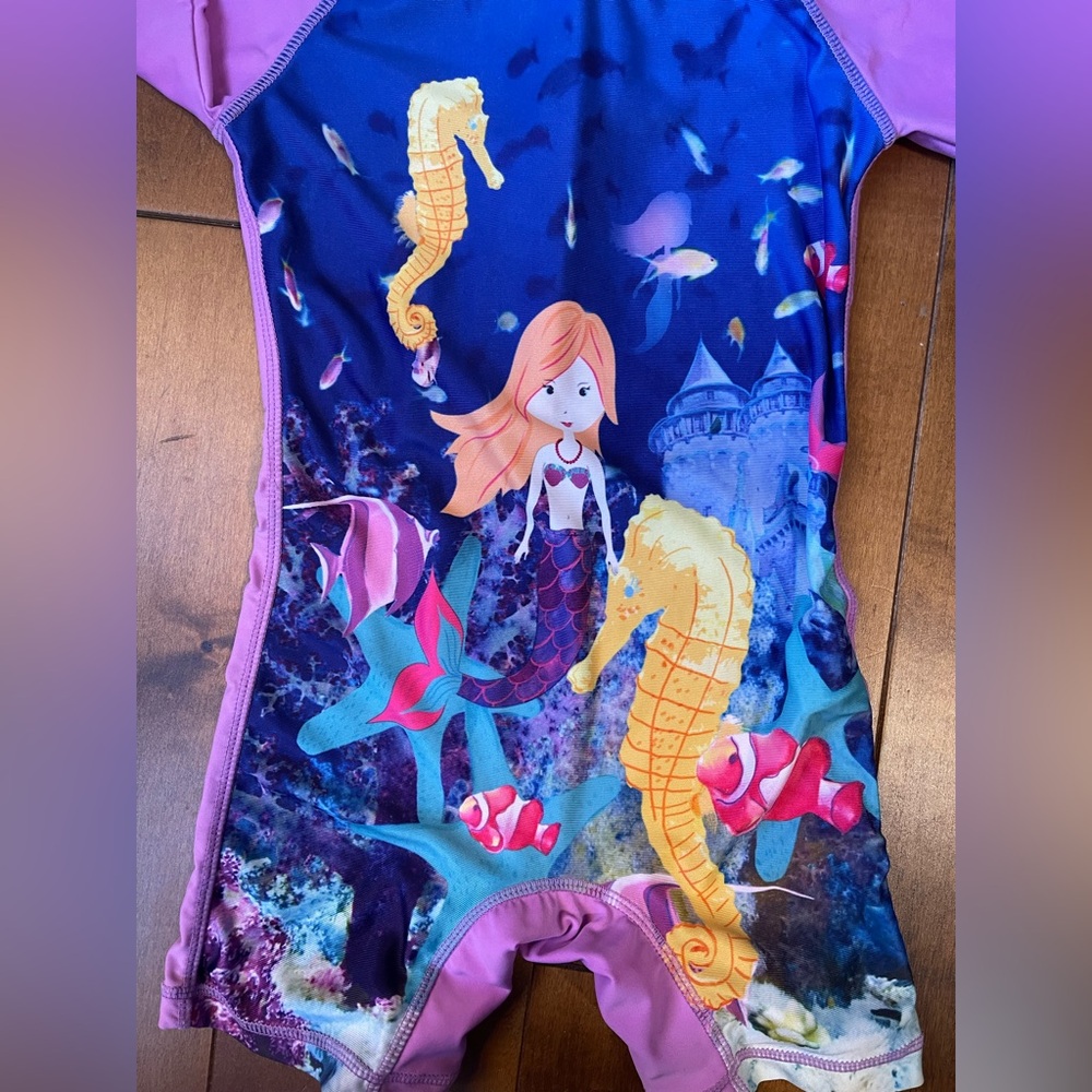 Mermaid and Seahorse Kids Swimsuit Pumkin patch brand from New Zealand
